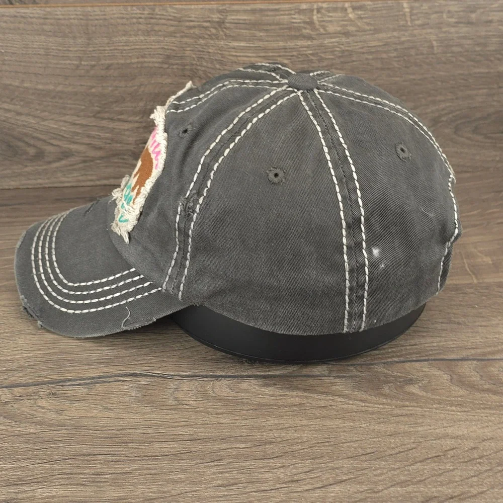 Mama Bear Hat KBETHOS Cap Strap Back Grey Womens Distressed Embroidered Baseball